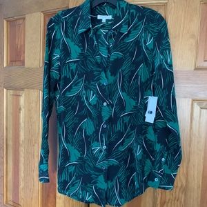 NWT! Equipment Essential Palm Leaf-Print top. SzXS